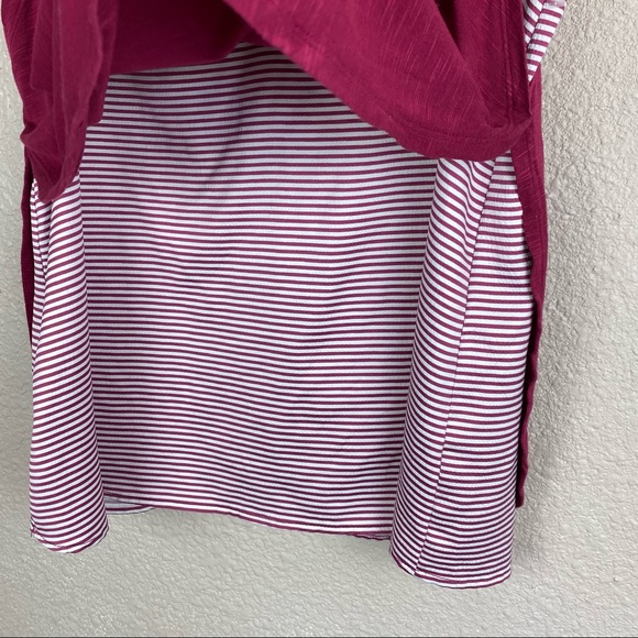Anthro Deletta Fuchsia Overlay Striped V Neck S - Picture 5 of 12